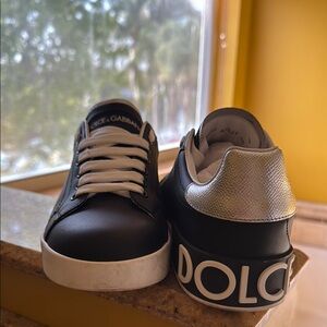 Dolce & Gabbana Black and Metallic Sneakers Size 38